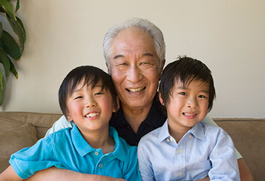 Grandfather with two grandsons